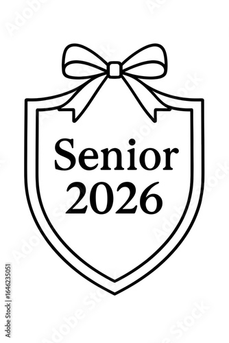 A captivating emblem symbolizes the prestigious Senior Class of 2026, featuring an elegant bow, representing accomplishment. Designed in black and white.