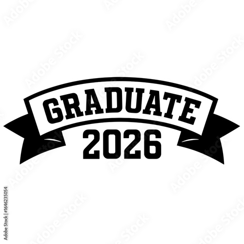 A classic emblem design proclaims Graduate 2026, symbolizing a significant milestone. The banner is prominently featured, ready to celebrate upcoming achievements. 