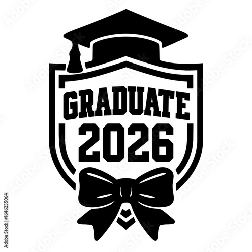 A stylized illustration of the Graduate 2026 seal with cap and ribbon. Evoking a sense of accomplishment and looking forward to the future.