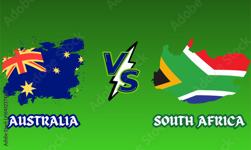 Australia v/s versus South Africa cricket match player, batsman, bowler, wicketkeeper, fielder silhouette vector illustration of a cricket match in cricket sport and cricket game vector editable file 
