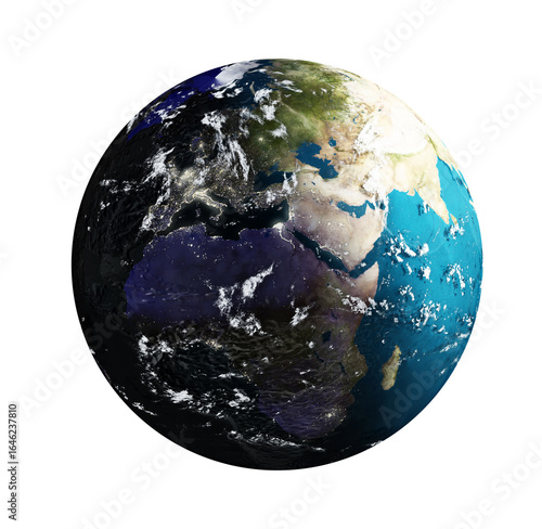 Fototapeta Naklejka Na Ścianę i Meble -  View of Earth from space on transparent background. 3D illustration