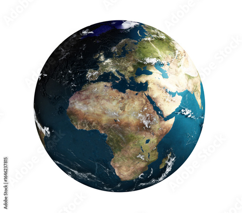 Fototapeta Naklejka Na Ścianę i Meble -  View of Earth from space on transparent background. 3D illustration
