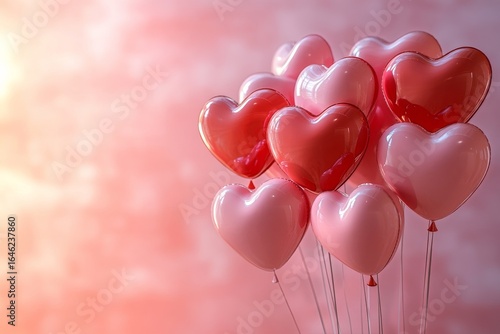 Colorful Heart-Shaped Balloons Create a Festive Atmosphere for Celebrations o...