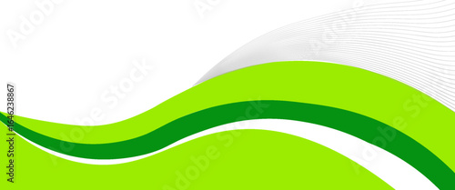 Abstract White and Green wave wide background banner