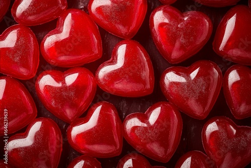 Red Heart-Shaped Candies Scattered on a Surface for Festive Celebrations and ...