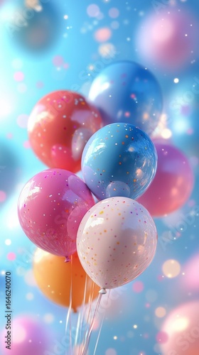 Colorful Balloons Floating in a Festive Celebration With Bokeh Effect in the ...