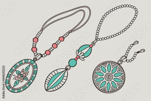 Bohemian style necklaces with colorful pendants and beads
