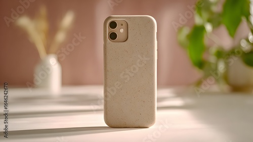 Beige smartphone case with speckled texture.