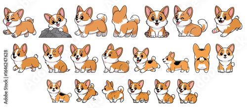 Cute Dog Emoji Sticker Pack - Adorable Puppy Expression Vector Collection Set