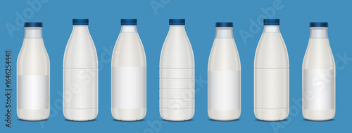 Set of vector milk containers