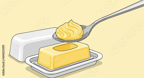 Rich creamy butter on spoon ready to spread for a delicious breakfast treat now
