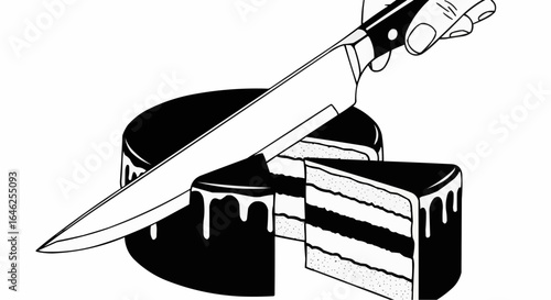 Knife cutting cake