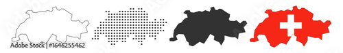 Switzerland map and flag collection on transparent background