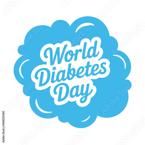 World Diabetes Day text within a blue cloud-like shape diabetes awareness medical