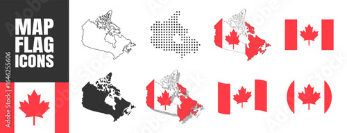Map flag icons of Canada on transparent background