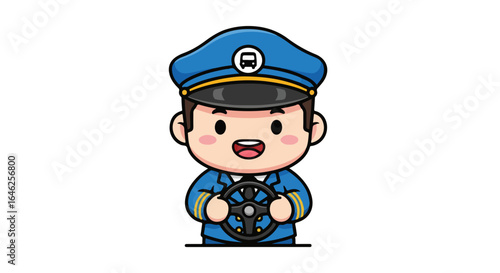 Cheerful Bus Driver Vector Illustration A Friendly Transportation Mascot