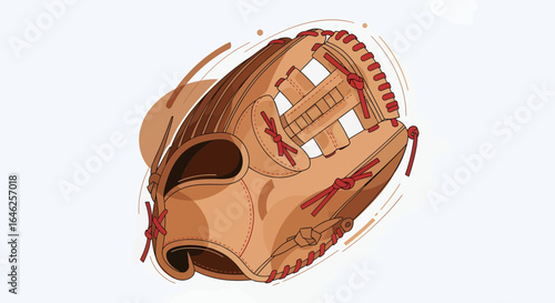 Gloved Hand with Ball, Sports Gear, Dynamic Illustration, Playful Environment, Top View, Athletic Concept