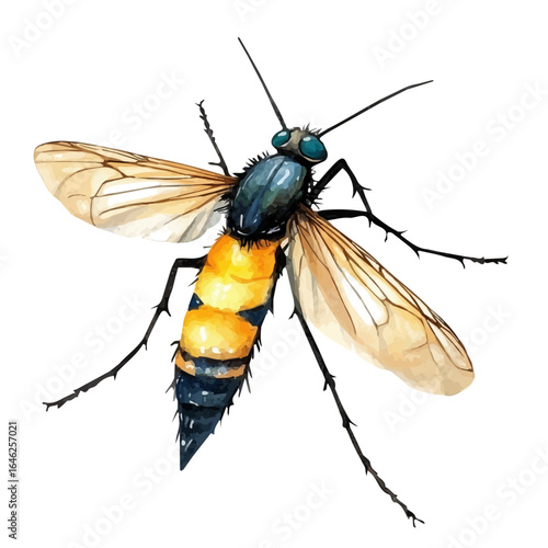 watercolor vector of Mosquito Hawk, isolated on a white background.