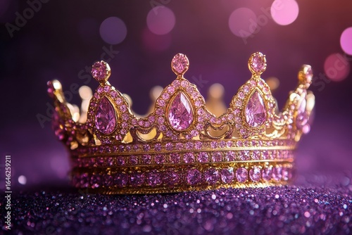 Gorgeous Jeweled Crown Glistening Under Soft Purple Lights at an Elegant Cele...
