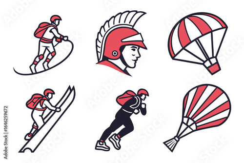 Vector art of collection of sports icons isolated on white background with different activities