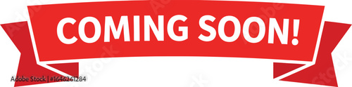 Vector art of coming soon announcement banner isolated on white background