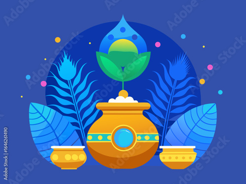Janmashtami Celebration Background with Butter Pot