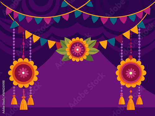 Happy Janmashtami Vector with Flower Decorations