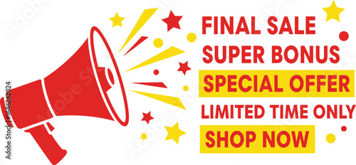 Vector art of final sale super bonus special offer limited time only shop now
