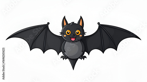 Black bat cartoon vector illustration for on transparent background