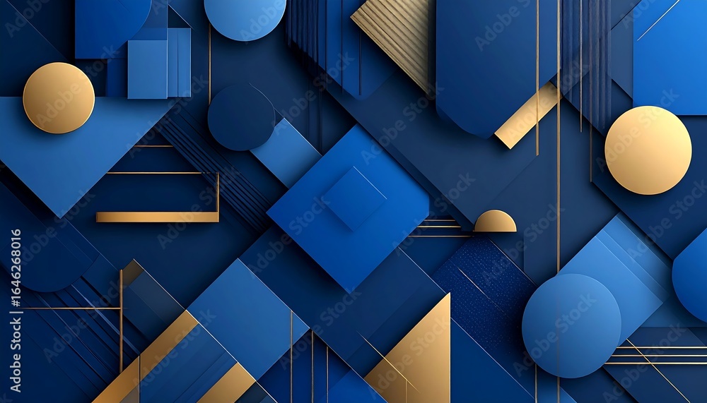 Abstract Blue Gold Geometric Design.
