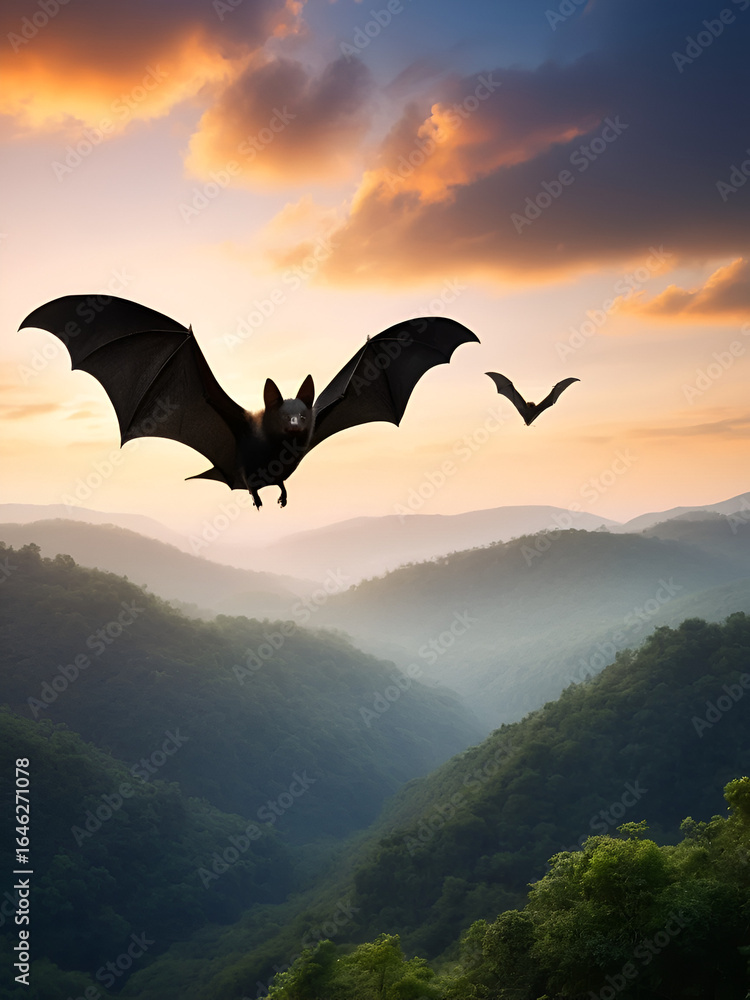 Naklejka premium bat animals are flying