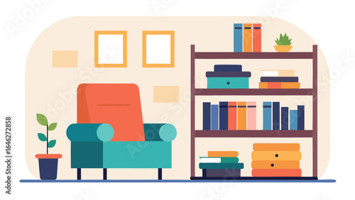 Minimalist Home Library Bookshelves Armchair Interior Reading Design