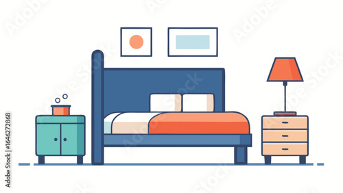 Minimalist Bedroom Bed Nightstand Lamp Interior Home Design