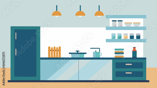 Minimalist Kitchen Interior Counter Shelves Home Cooking Design