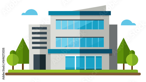 Flat Vector Modern Office Building Exterior Corporate Urban Architecture