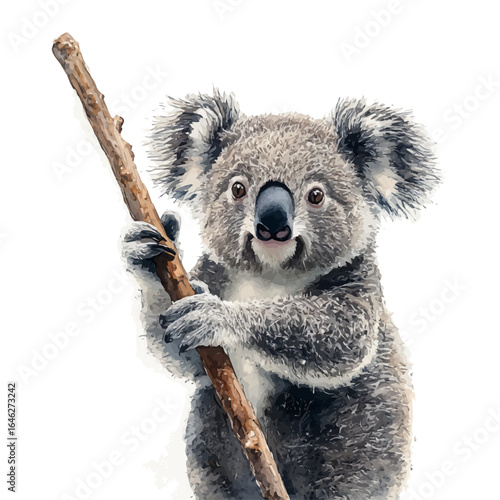 watercolor vector of Koala, isolated on a white background.