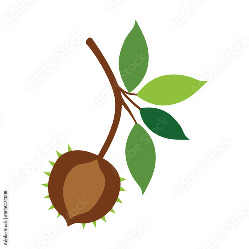 chestnut branch with green leaves