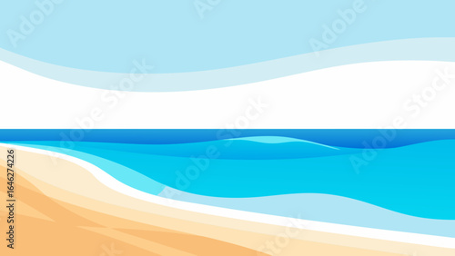 Minimalist Beach Vector Soft Waves Light Sand Ocean Shore Coast Nature Graphic