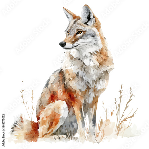 watercolor of Jackal, vector, isolated on a white background.