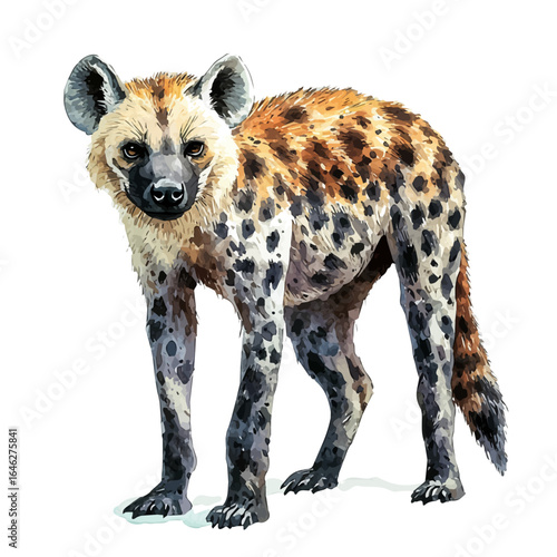 Hyena, watercolor illustration vector, isolated on a white background.