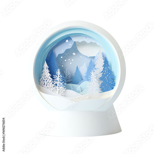 Wallpaper Mural Paper cut style winter snow globe with pine trees and mountains Torontodigital.ca