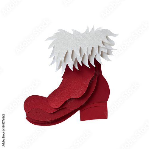 Wallpaper Mural Paper cut style red Santa boot with white fur trim Torontodigital.ca