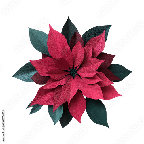 Wallpaper Mural Top view red poinsettia flower isolated on white background Torontodigital.ca