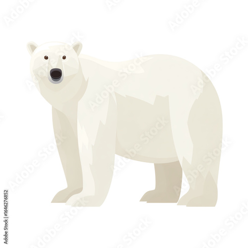 Polar bear standing side view, 3D render — white isolated background