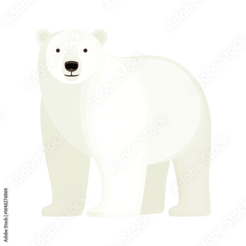 White polar bear standing front view, 3D render — white isolated background