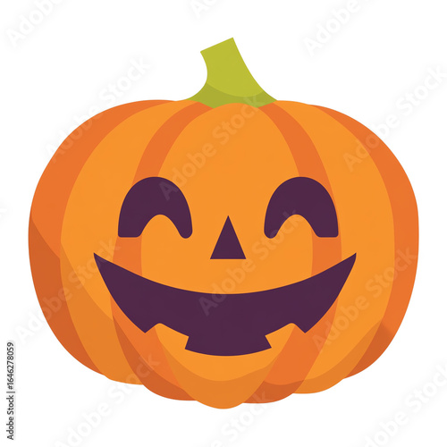 Smiling jack-o’-lantern pumpkin, isolated on transparent background
