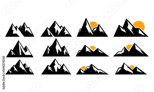 mountain peak icon set vector illustration logo