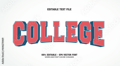 College Text, Sport Varsity Text Effect Style Editable
