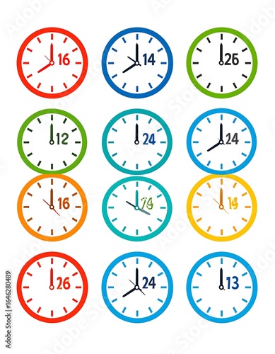 Free Download Colorful clock icons in various colors - GFXLoad
