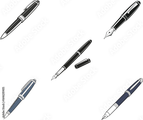 vector illustration of a pen set